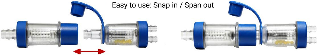 Connectors via Snap in / Snap out